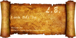 Lenk Béla névjegykártya